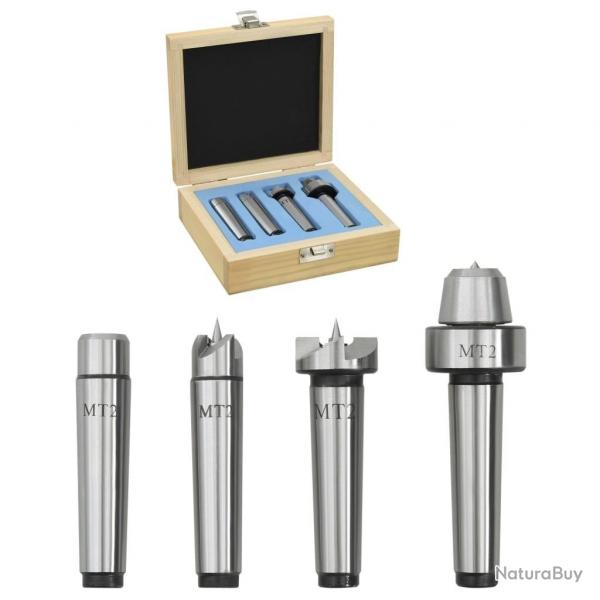 Centres de tour  bois 4 pcs MT2 Acier alsavelo