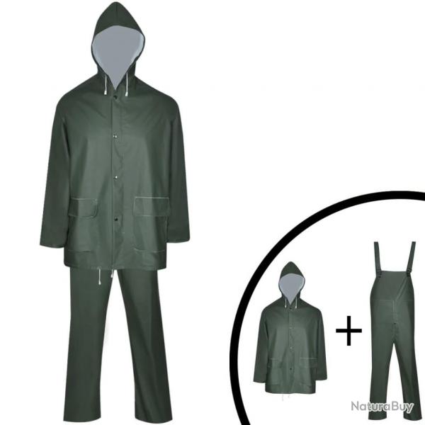 Combinaison de pluie impermable 2 pcs avec capuche vert XL alsavelo
