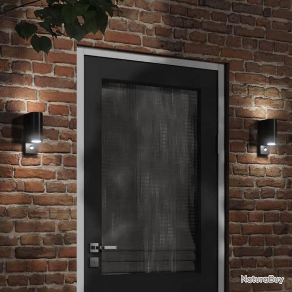 Appliques murales d'extrieur avec capteurs 2 pcs noir alsavelo