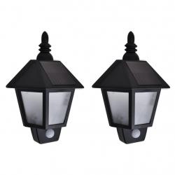 Appliques murales solaires 2 pcs avec capteur de mouvement Noir alsavelo