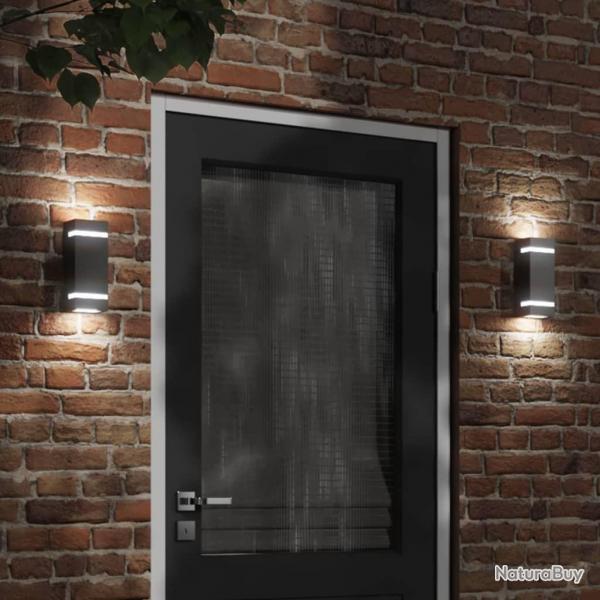 Appliques murales d'extrieur 2 pcs noir acier inoxydable alsavelo