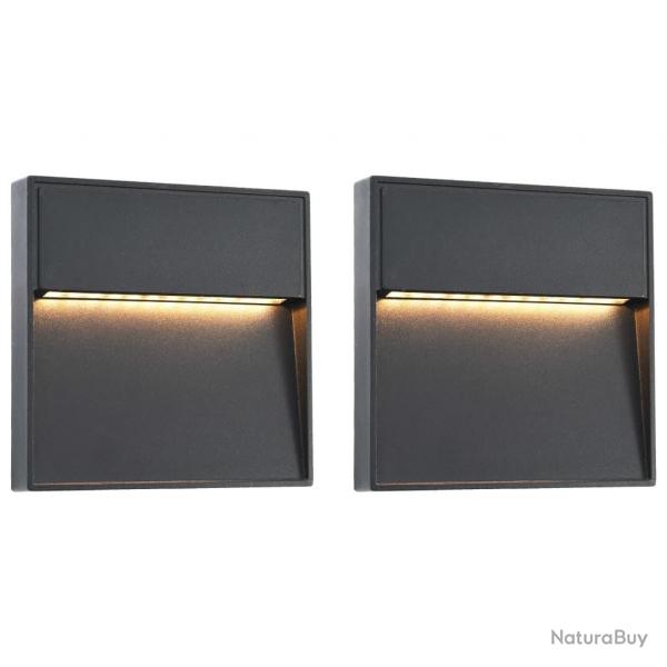 2 pcs Appliques murales LED d'extrieur 3 W Noir Carr alsavelo