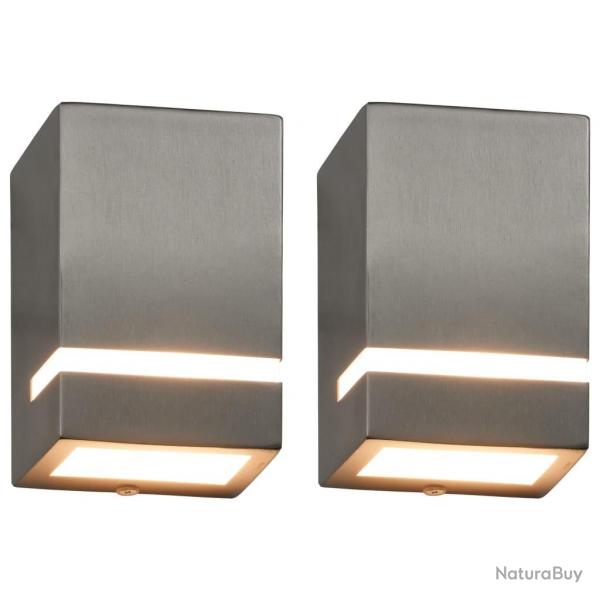 Appliques murales d'extrieur 2 pcs 35 W Argent Rectangulaire alsavelo