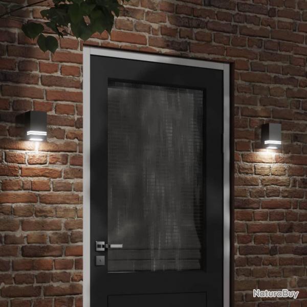 Appliques murales d'extrieur 2 pcs noir acier inoxydable alsavelo