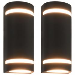 Appliques murales d'extérieur 2 pcs 35 W Noir Demi-rond alsavelo