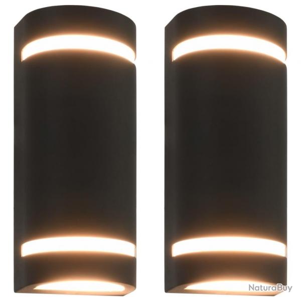 Appliques murales d'extrieur 2 pcs 35 W Noir Demi-rond alsavelo