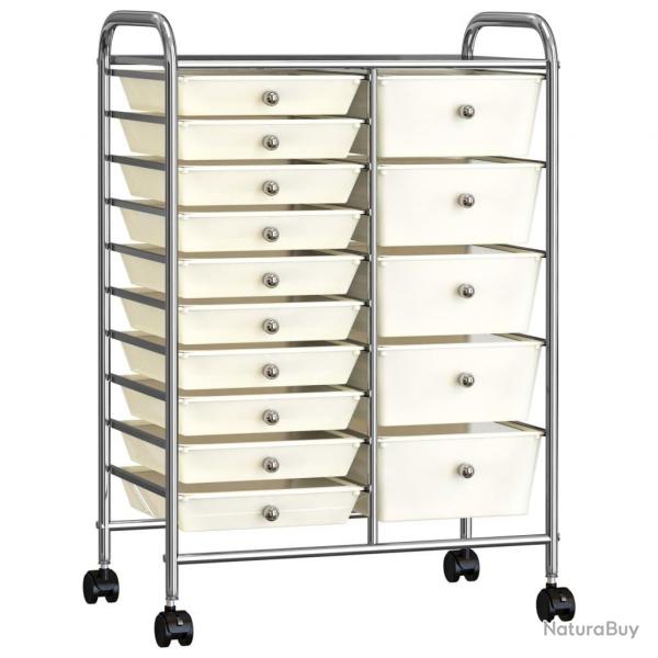 Chariot de rangement mobile  15 tiroirs XXL Blanc Plastique alsavelo
