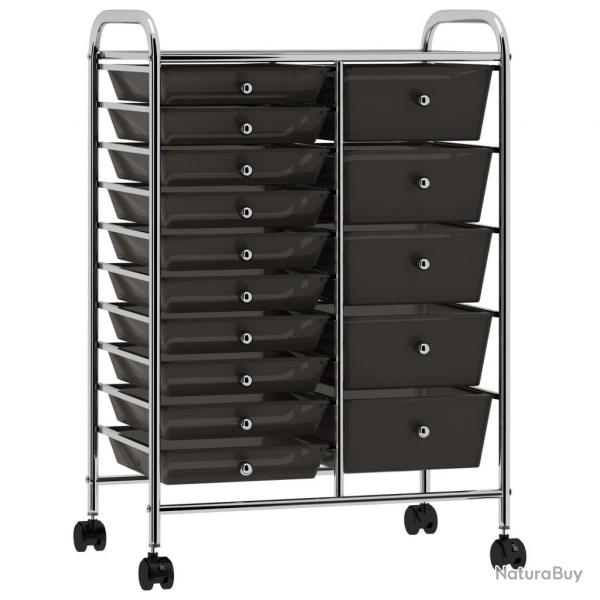 Chariot de rangement mobile  15 tiroirs XXL Noir Plastique alsavelo
