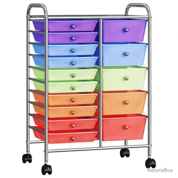 Chariot rangement mobile  15 tiroirs XXL Multicolore Plastique alsavelo