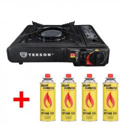 Rechaud Cooker Ceramic + 4 Cartouche De Gaz Tekson