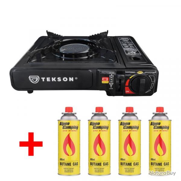 Rechaud Cooker Ceramic + 4 Cartouche De Gaz Tekson