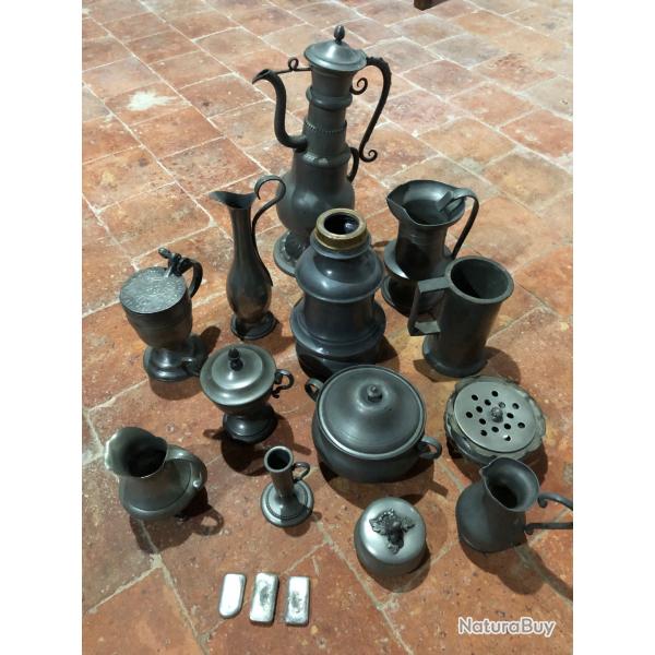 Lot d'objets en tain - 6,9 kilo