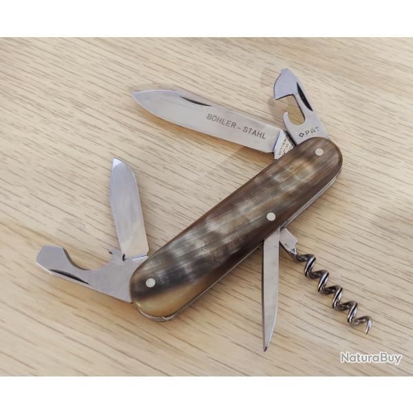 Victorinox Couteau Suisse Tourist Model 234k Victoria Plaquettes Corne 1961-1971 Bohler Stahl