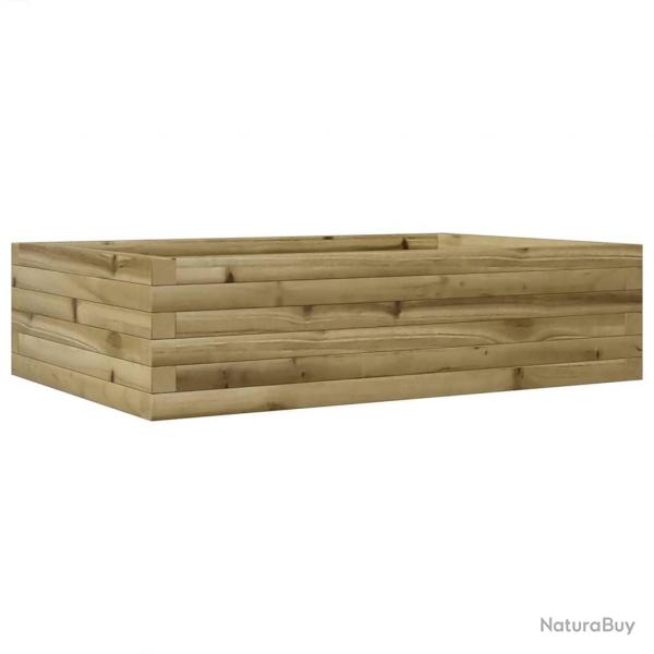 Jardinire bac lit surlev plantes fleurs terrasse jardin 90 x 60 x 23 cm bois de pin imprgn mar