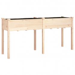 Jardinière bac lit surélevé plantes fleurs terrasse jardin avec doublure 161 x 45 x 76 cm bois mass