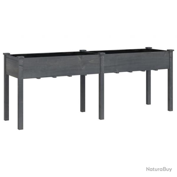 Jardinire bac lit surlev plantes fleurs terrasse jardin avec doublure 203 x 53 x 76 cm bois mass