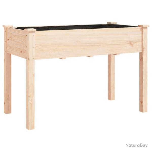 Jardinire bac lit surlev plantes fleurs terrasse jardin avec doublure 118 x 59 x 76 cm bois mass