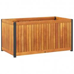 Jardinière bac lit surélevé plantes fleurs terrasse jardin 85 x 45 x 44 cm bois massif d'acacia et