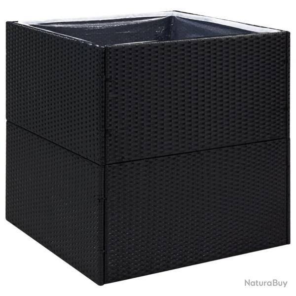 Jardinire bac lit surlev plantes fleurs terrasse jardin 80 x 80 x 80 cm Rsine tresse noir 02_0