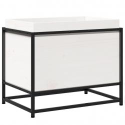 Jardinière bac lit surélevé plantes fleurs terrasse jardin 60 x 40 x 50 cm bois de pin massif blanc