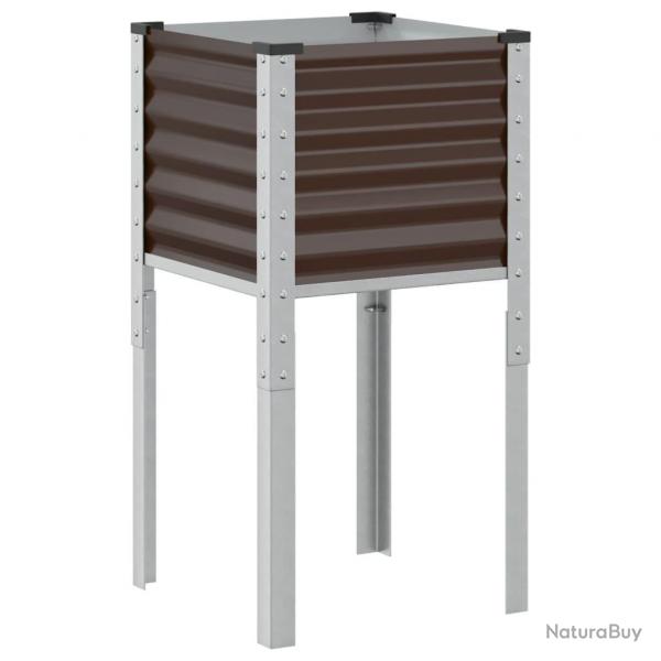 Jardinire bac lit surlev plantes fleurs terrasse jardin 45 x 45 x 88 cm acier marron 02_0037615