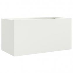Jardinière bac lit surélevé plantes fleurs terrasse jardin 62 x 30 x 29 cm acier blanc 02_0037738
