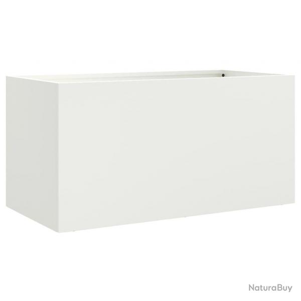 Jardinire bac lit surlev plantes fleurs terrasse jardin 62 x 30 x 29 cm acier blanc 02_0037738