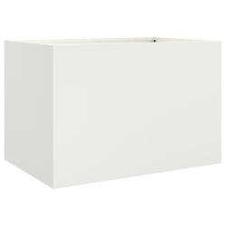 Jardini&egrave;re bac lit sur&eacute;lev&eacute; plantes fleurs terrasse jardin 62 x 40 x 39 cm acier blanc 02_0037753
