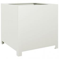 Jardinière bac lit surélevé plantes fleurs terrasse jardin 50 x 50 x 50 cm acier blanc 02_0037653