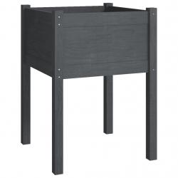 Jardinière bac lit surélevé plantes fleurs terrasse jardin 50 x 50 x 70 cm bois de pin massif gris