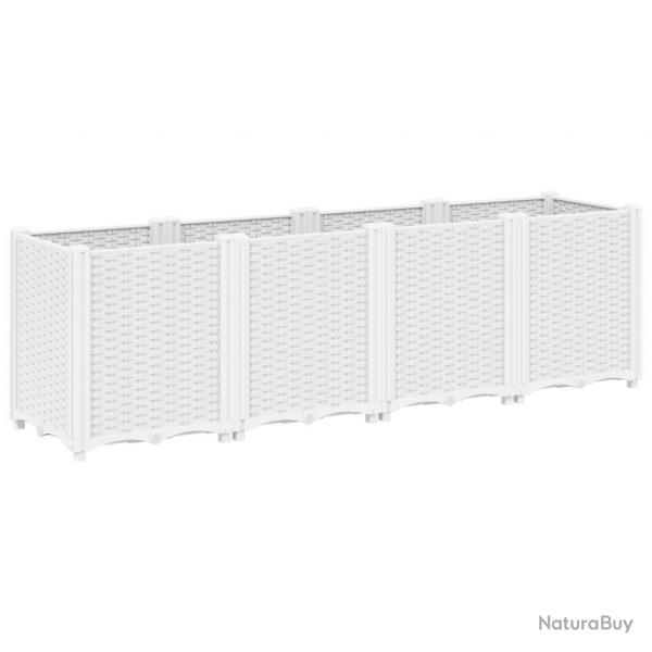 Jardinire bac lit surlev plantes fleurs terrasse jardin 160 x 40 x 53 cm polypropylne blanc 02_