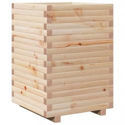 Jardinière bac lit surélevé plantes fleurs terrasse jardin 50 x 50 x 72 cm bois de pin massif marro