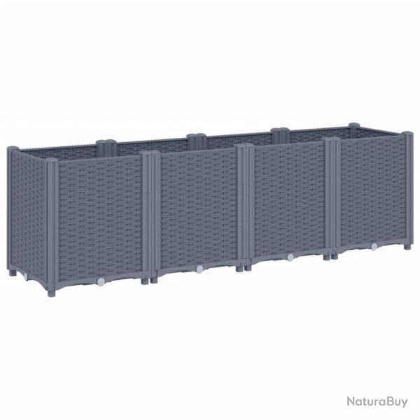Jardinire bac lit surlev plantes fleurs terrasse jardin 160 x 40 x 53 cm PP gris 02_0037463