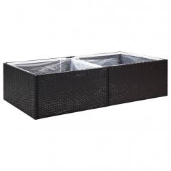 Jardinière bac lit surélevé plantes fleurs terrasse jardin 157 x 80 x 40 cm Résine tressée noir 02_