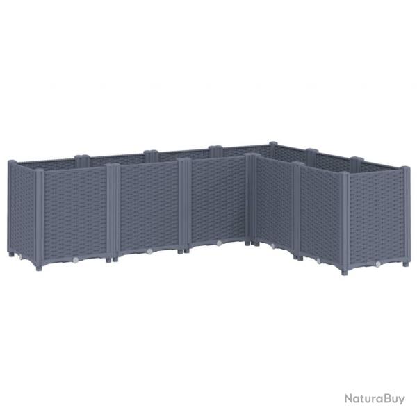 Jardinire bac lit surlev plantes fleurs terrasse jardin 160 x 120 x 53 cm PP gris 02_0037456
