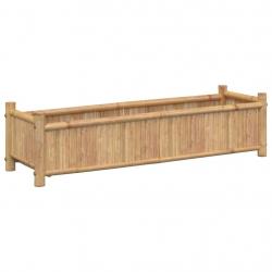 Jardinière bac lit surélevé plantes fleurs terrasse jardin 100 x 30 x 25 cm bambou marron 02_0037265