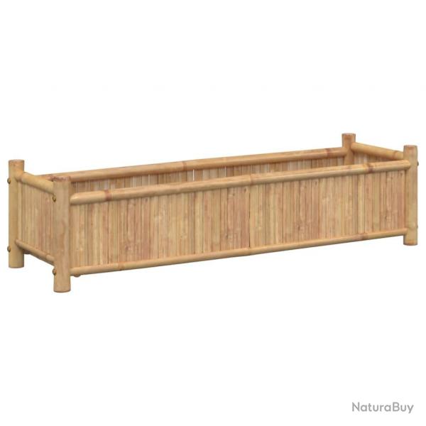 Jardinire bac lit surlev plantes fleurs terrasse jardin 100 x 30 x 25 cm bambou marron 02_0037265
