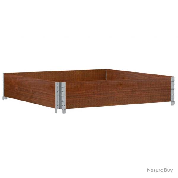 Jardinire bac lit surlev plantes fleurs terrasse jardin 100 x 100 cm bois massif de pin marron 0