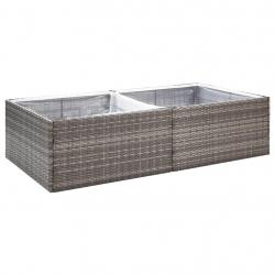 Jardinière bac lit surélevé plantes fleurs terrasse jardin 157 x 80 x 40 cm Résine tressée gris 02_