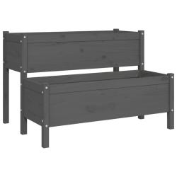 Jardini&egrave;re bac lit sur&eacute;lev&eacute; plantes fleurs terrasse jardin 110 x 84 x 75 cm bois massif de pin gris