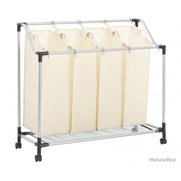 Trieur  linge crme avec 4 sacs - Acier robuste, pratique et organis
