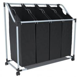 Trieur à linge noir et gris avec 4 sacs - Pour adulte méthodique et organisé