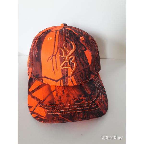 casquette de chasse Browning orange fluo camo