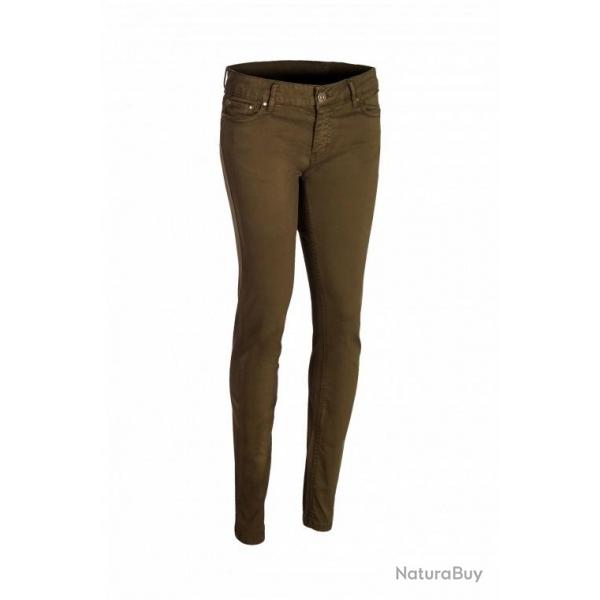 Pantalon femme droit - Vert sapin Style country chic et confort stretch 38