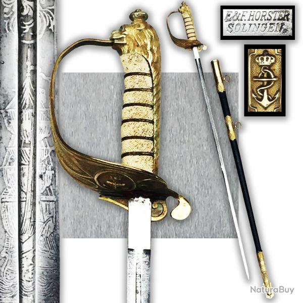 TRES BEAU & RARE SABRE DE MARINE ITALIENNE NAVY '' E&F. HORSTER '' LAME GRAVE WW1 ORIGINAL #64