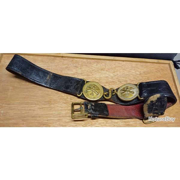 RARE : ceinturon en cuir d'officier d'Artillerie modle 1846 - 2nd Empire