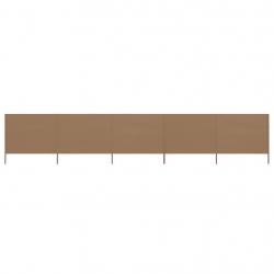 Paravent 5 panneaux Tissu 600 x 80 cm Taupe alsavelo