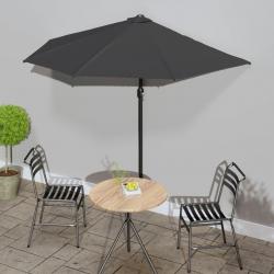 Parasol de balcon et mât en aluminium Anthracite 270x144cm Demi alsavelo