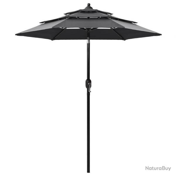 Parasol de jardin  3 niveaux avec mt en aluminium anthracite alsavelo