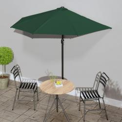 Parasol de balcon avec mât en aluminium Vert 270x144 cm Demi alsavelo